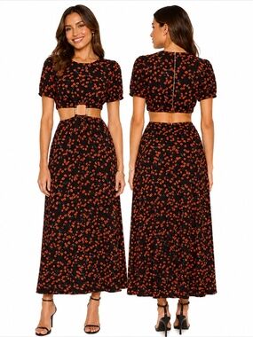 STAUD | Calypso Poppy Cut-Out Dress